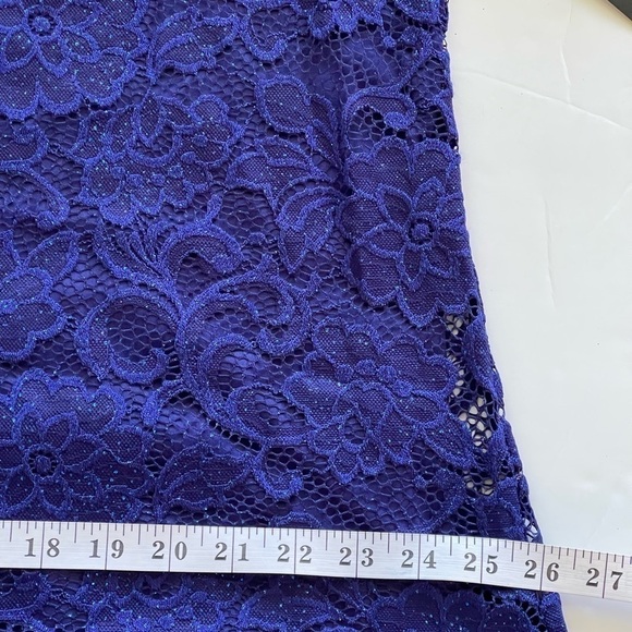 Candalite Dress Plus Size 3XL Blue Glitter Lace Formal Evening Party Prom Dress - Picture 12 of 13